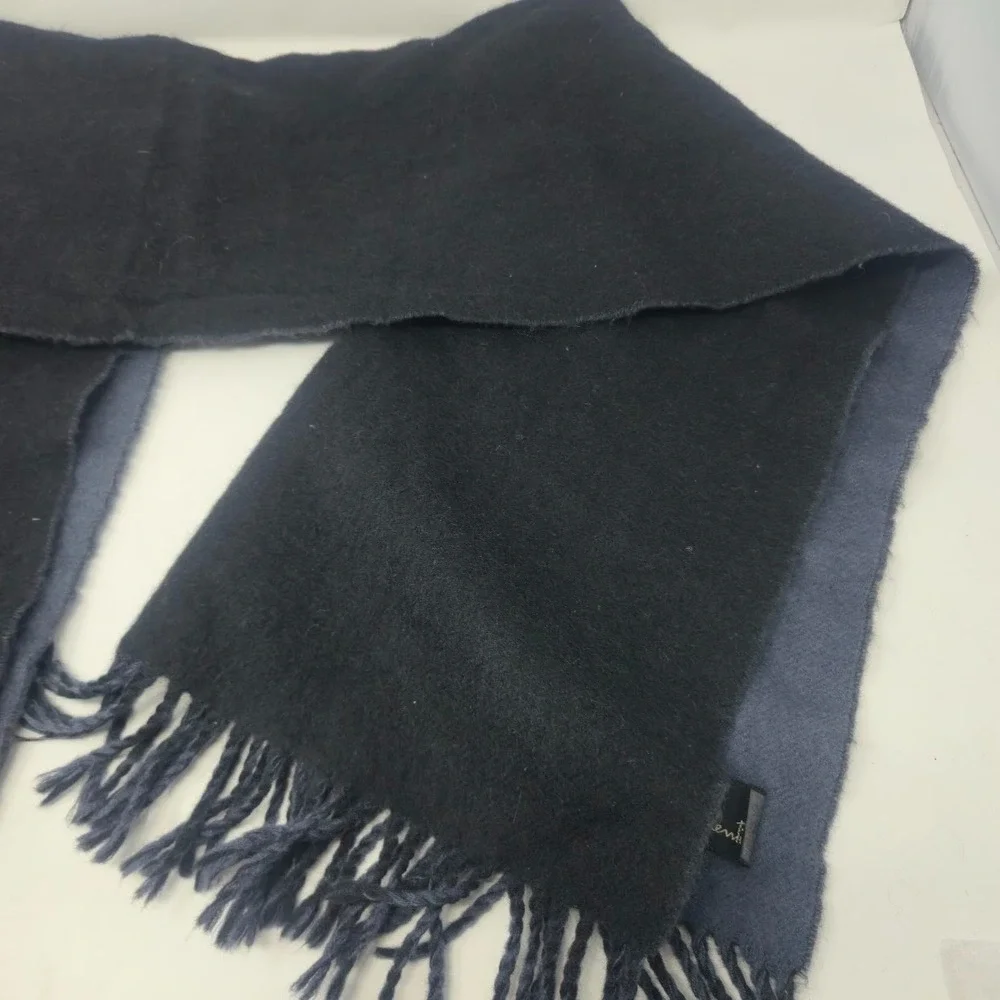 Vintage‎ Mario Valentino Scarf Reversible Black/Dark Gray Wool 58